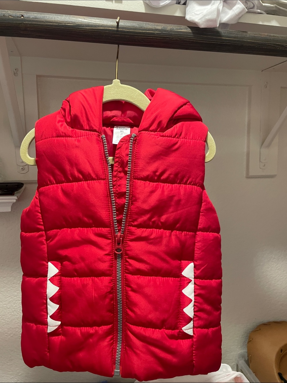 Kids Red Puffer Vest with Hood